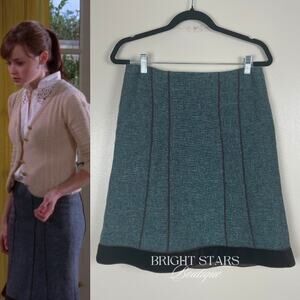 Rare Vintage Wool Blend Skirt ASO Rory Gilmore Girls Teal Brown Tweed Velvet
